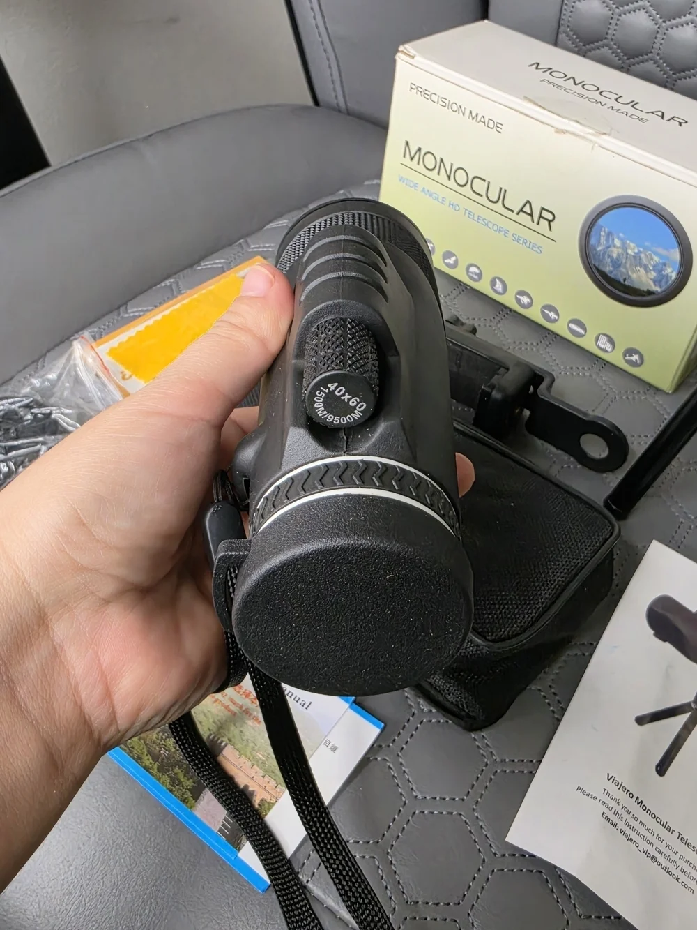 HD 40x60 Monocular Telescope Kit w Tripod Phone Holder Open Box